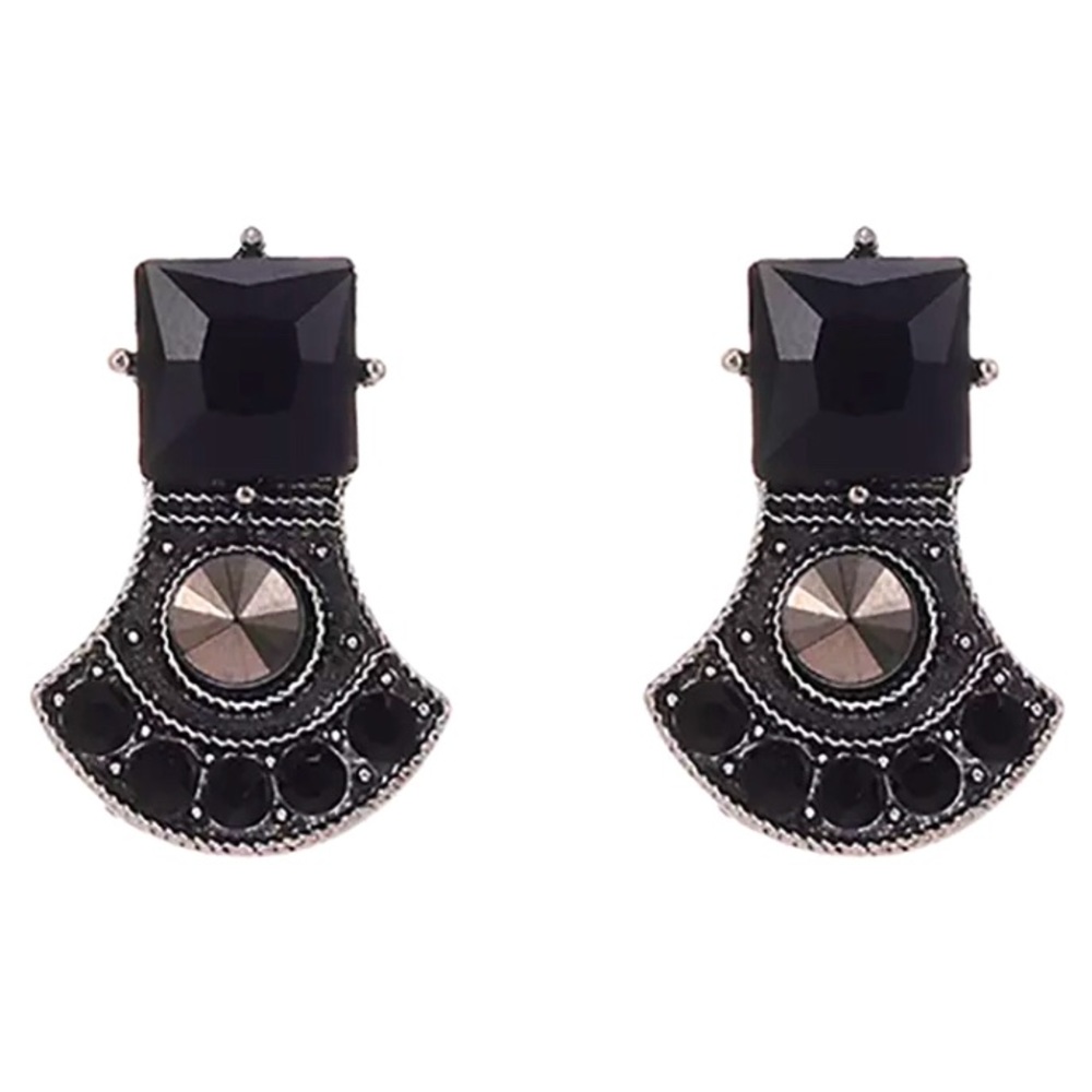 Pendulum shaped Black statement earrings